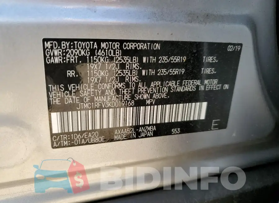 JTMC1RFV3KD019168 Photo# 13