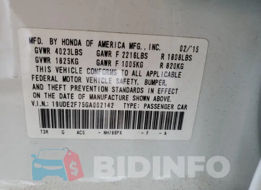 19UDE2F75GA002142 Photo# 13