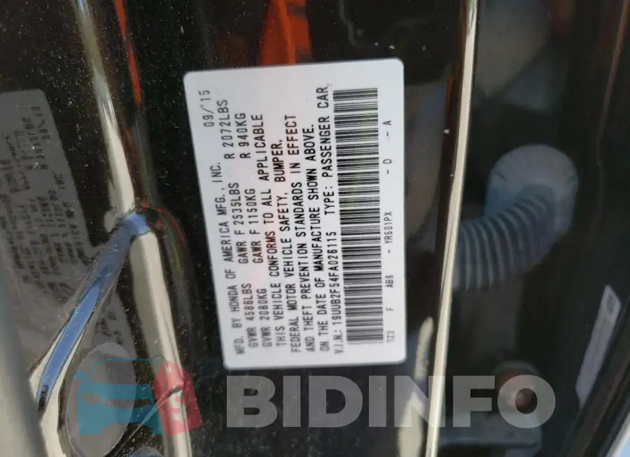19UUB2F54FA026115 Photo# 13