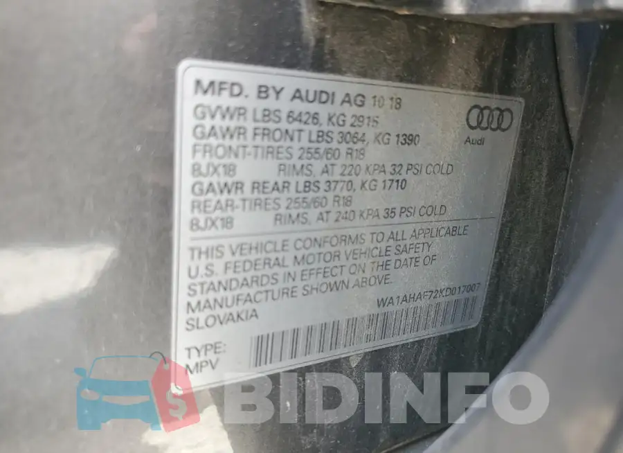 WA1AHAF72KD017007 Photo# 14