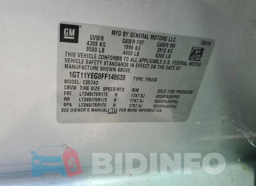1GT11YEG8FF148635 Photo# 13