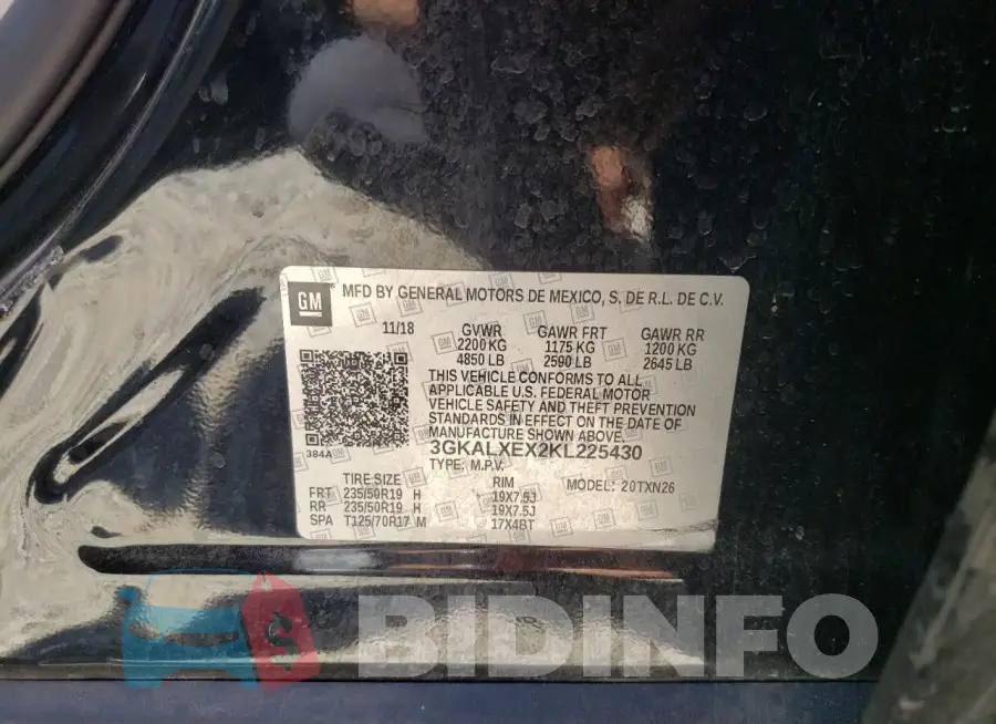 3GKALXEX2KL225430 Photo# 12