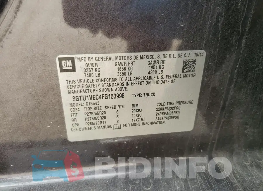 3GTU1VEC4FG153998 Photo# 12