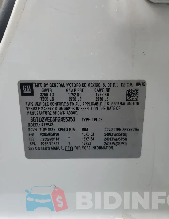 3GTU2VEC6FG495353 Photo# 13