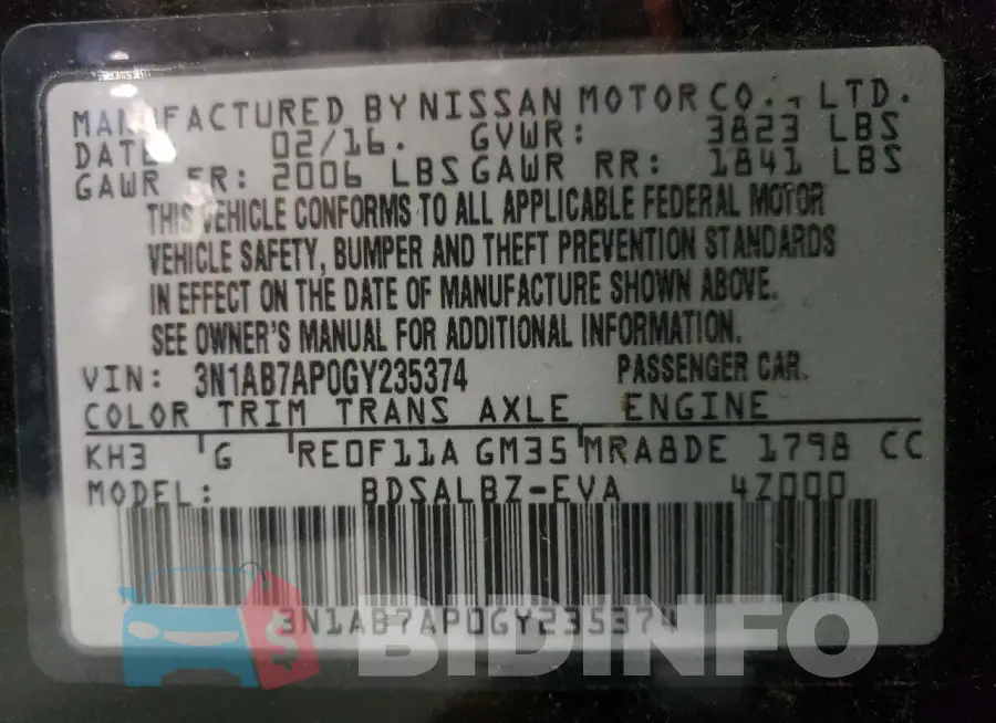 3N1AB7AP0GY235374 Photo# 12
