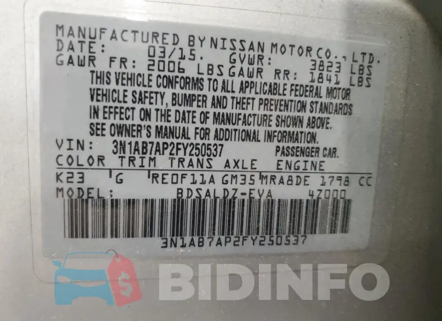 3N1AB7AP2FY250537 Photo# 13