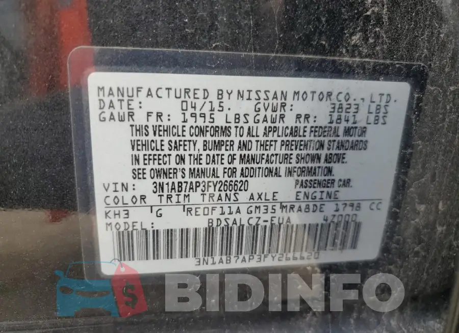 3N1AB7AP3FY266620 Photo# 12