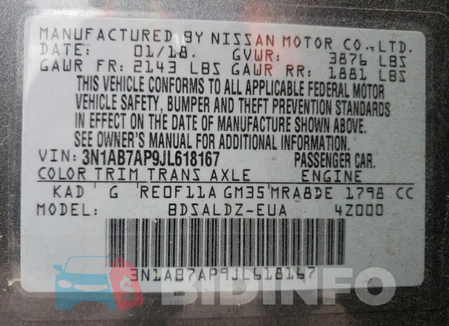 3N1AB7AP9JL618167 Photo# 12