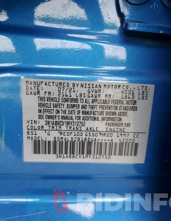 3N1AB8CV1MY312752 Photo# 13