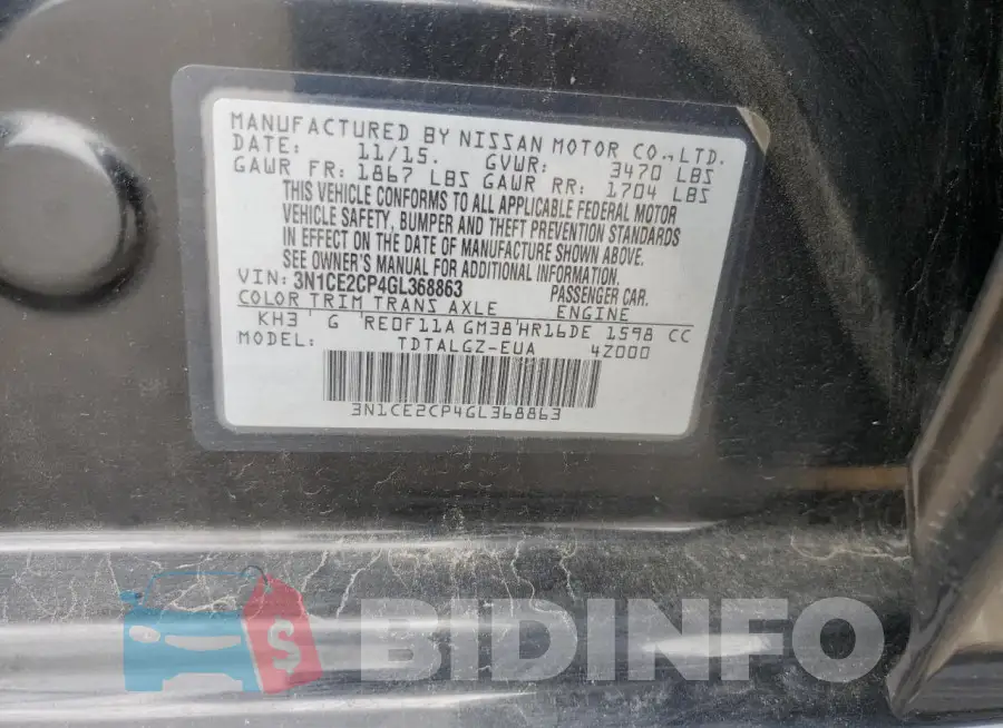 3N1CE2CP4GL368863 Photo# 13