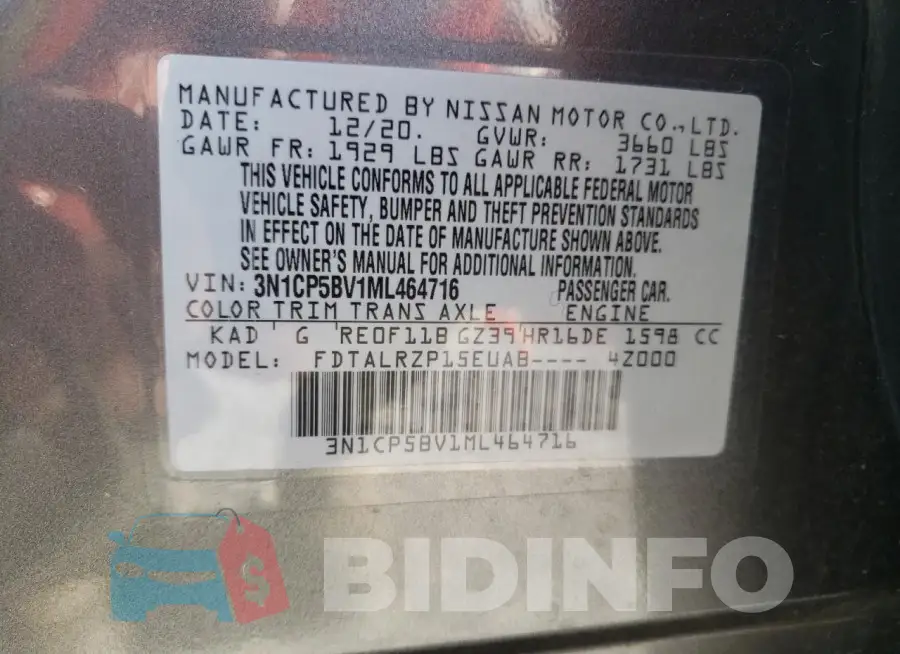 3N1CP5BV1ML464716 Photo# 14