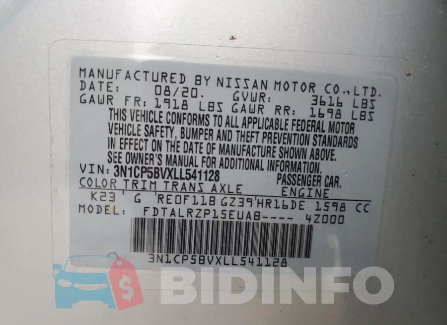 3N1CP5BVXLL541128 Photo# 14
