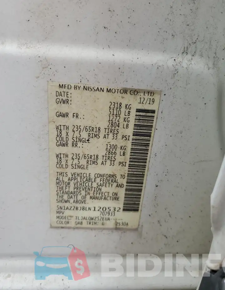 5N1AZ2BJ8LN120532 Photo# 14