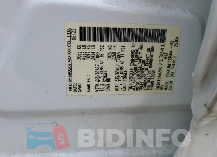 5N1BT3AA2NC713041 Photo# 14