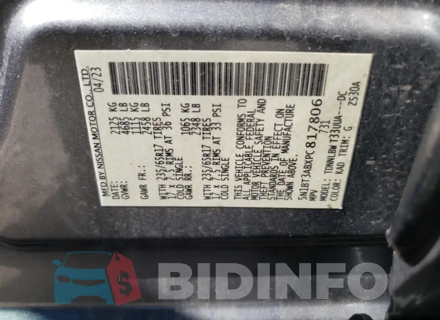 5N1BT3ABXPC817806 Photo# 14