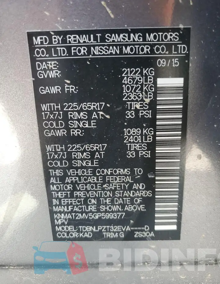 KNMAT2MV5GP599377 Photo# 13