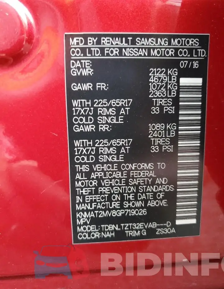 KNMAT2MV8GP719026 Photo# 12