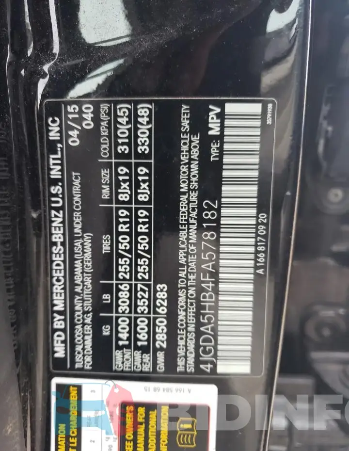 4JGDA5HB4FA578182 Photo# 13