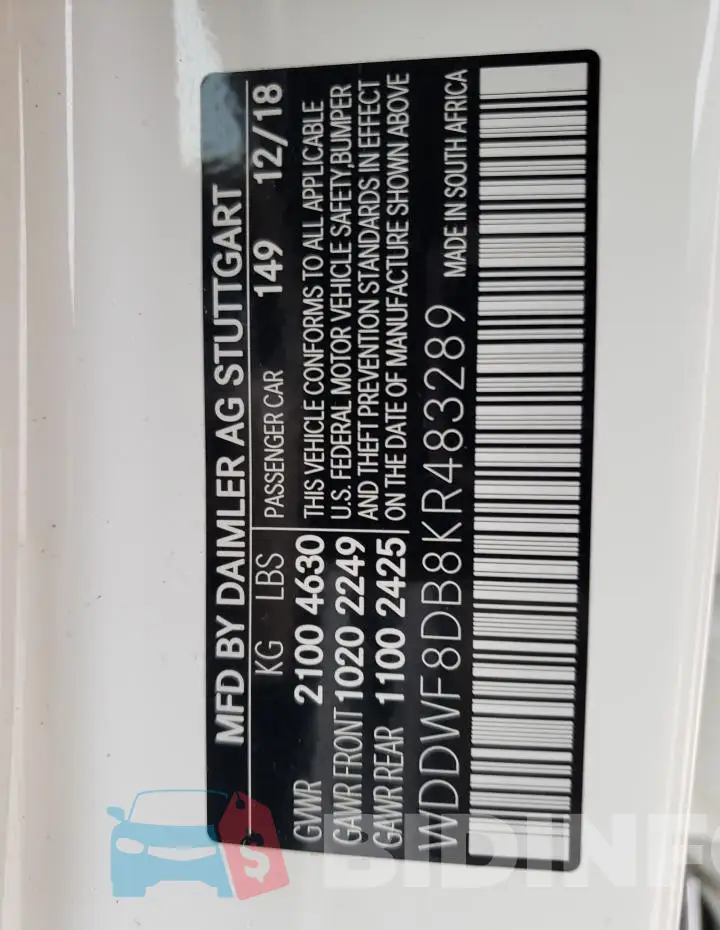 WDDWF8DB8KR483289 Photo# 12