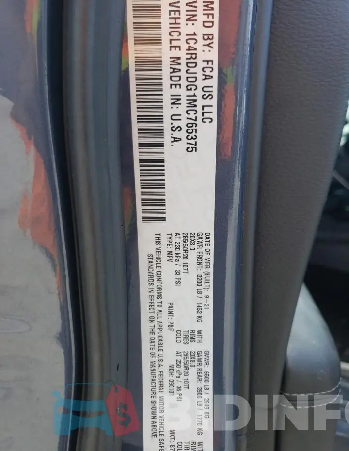 1C4RDJDG1MC765375 Photo# 14