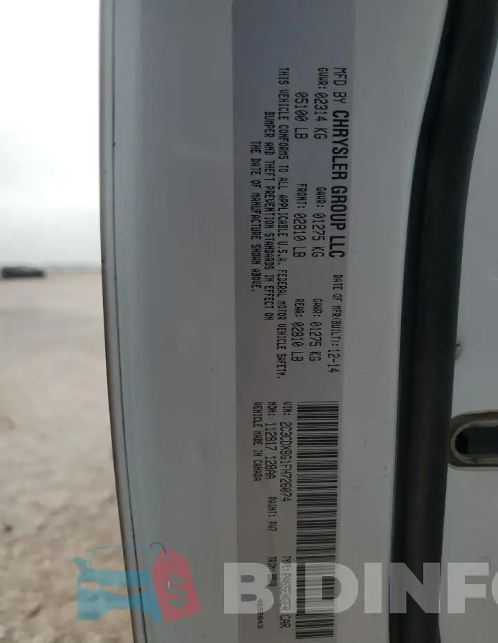 2C3CDXBG1FH726074 Photo# 12