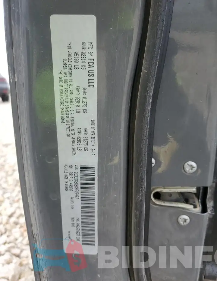 2C3CDXBG9KH720467 Photo# 12