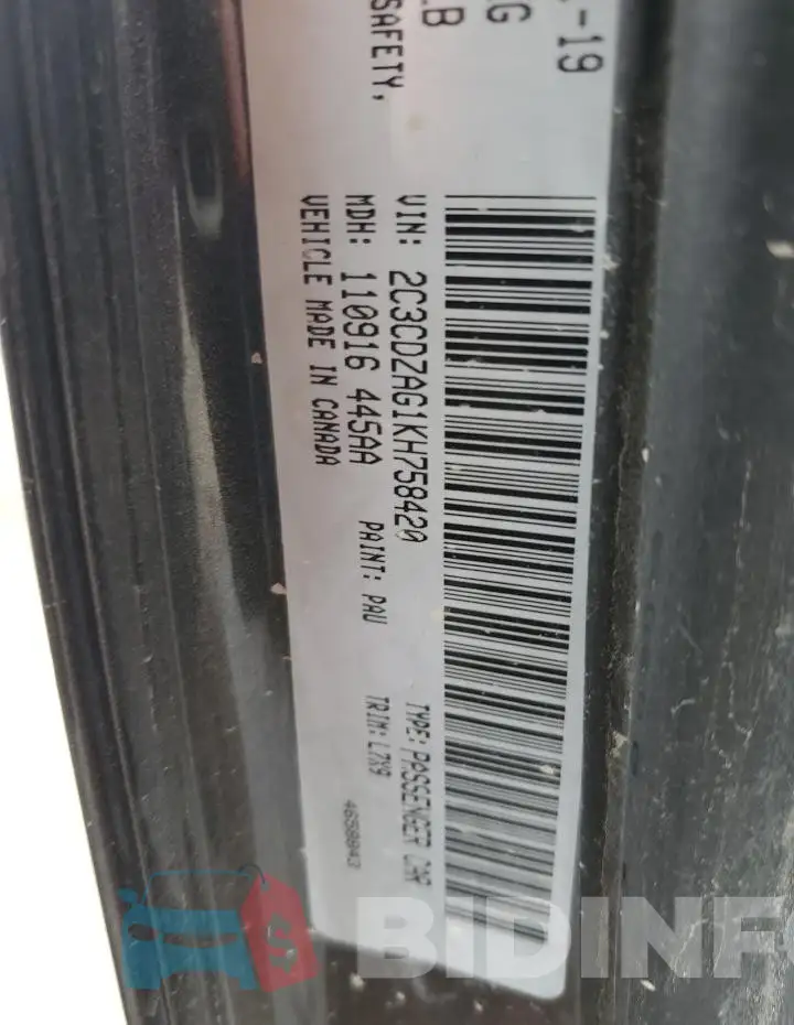 2C3CDZAG1KH758420 Photo# 12