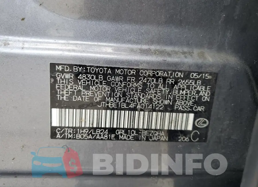 JTHBE1BL4FA014122 Photo# 12