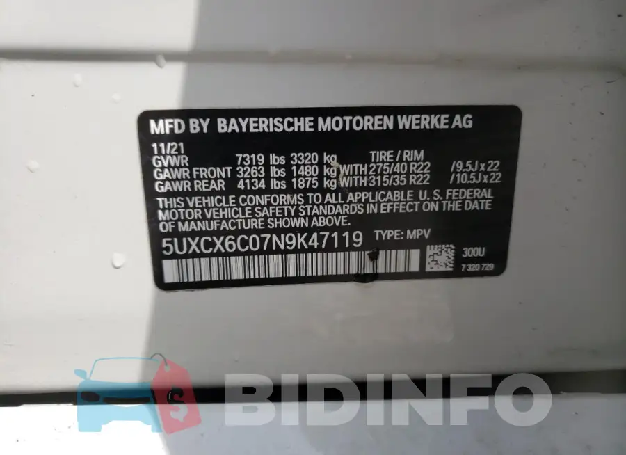 5UXCX6C07N9K47119 Photo# 13