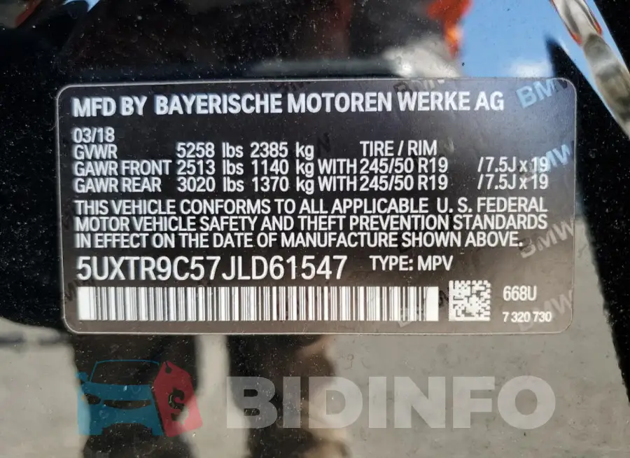 5UXTR9C57JLD61547 Photo# 14