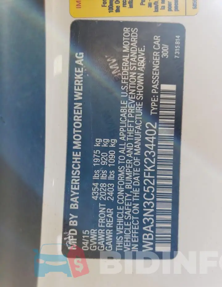 WBA3N3C52FK234402 Photo# 13