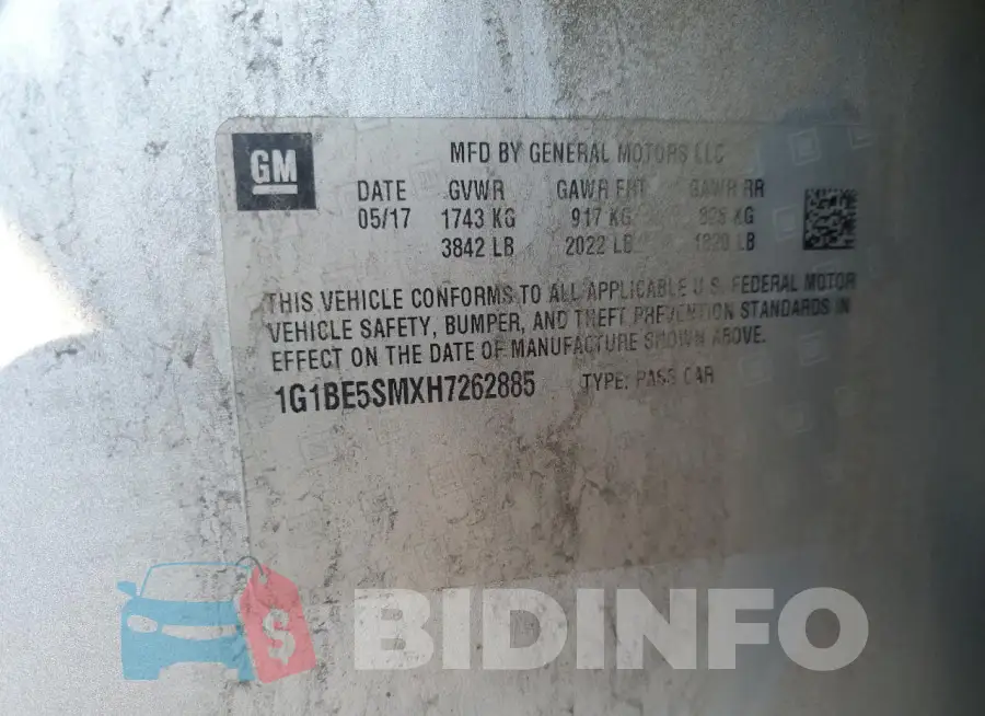 1G1BE5SMXH7262885 Photo# 12