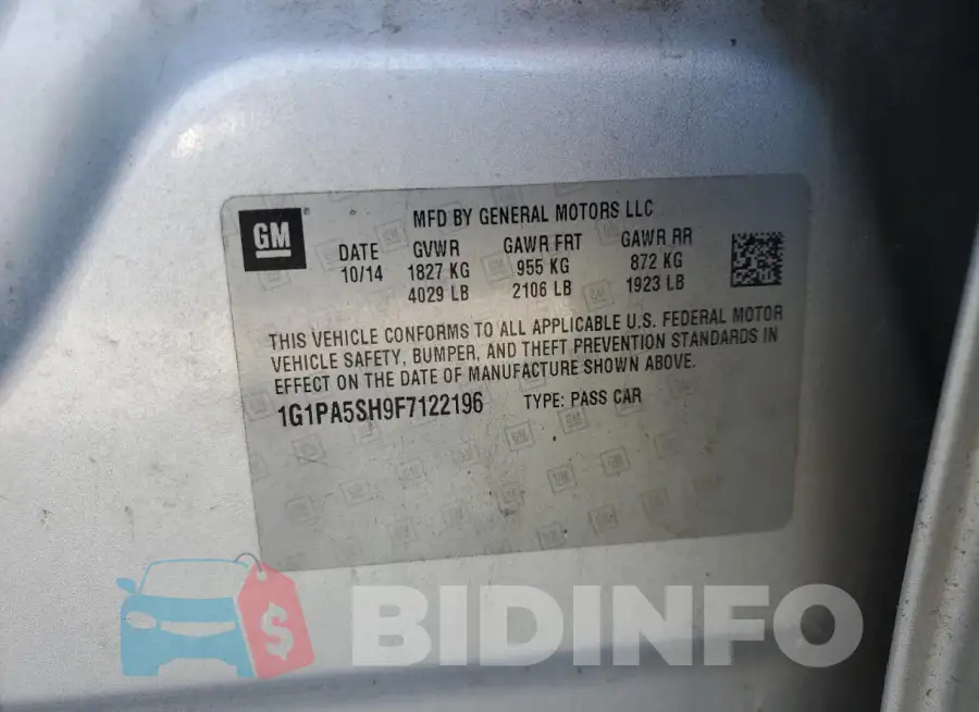 1G1PA5SH9F7122196 Photo# 12