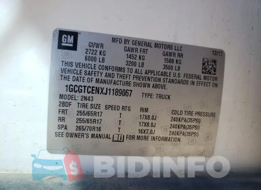 1GCGTCENXJ1189067 Photo# 12