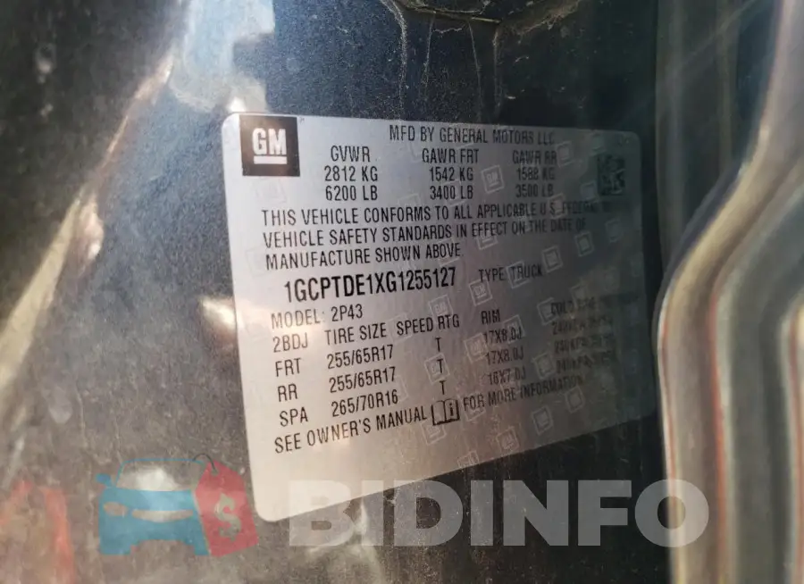 1GCPTDE1XG1255127 Photo# 12