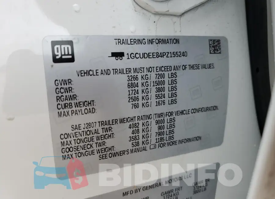 1GCUDEE84PZ155240 Photo# 12