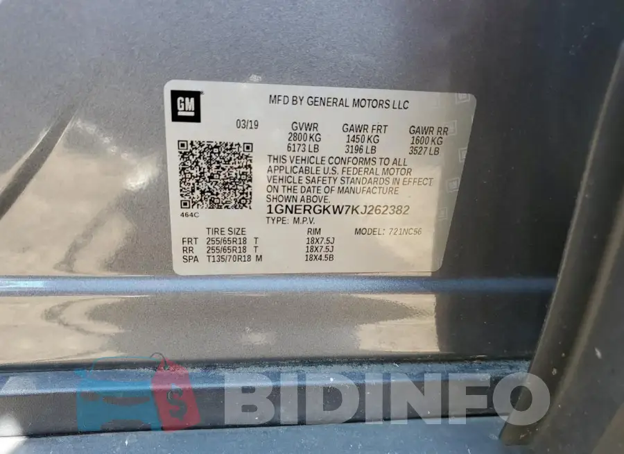 1GNERGKW7KJ262382 Photo# 13
