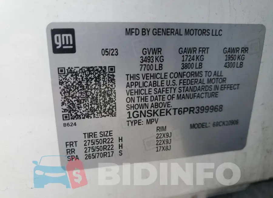 1GNSKEKT6PR399968 Photo# 12