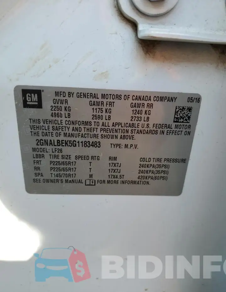 2GNALBEK5G1183483 Photo# 13