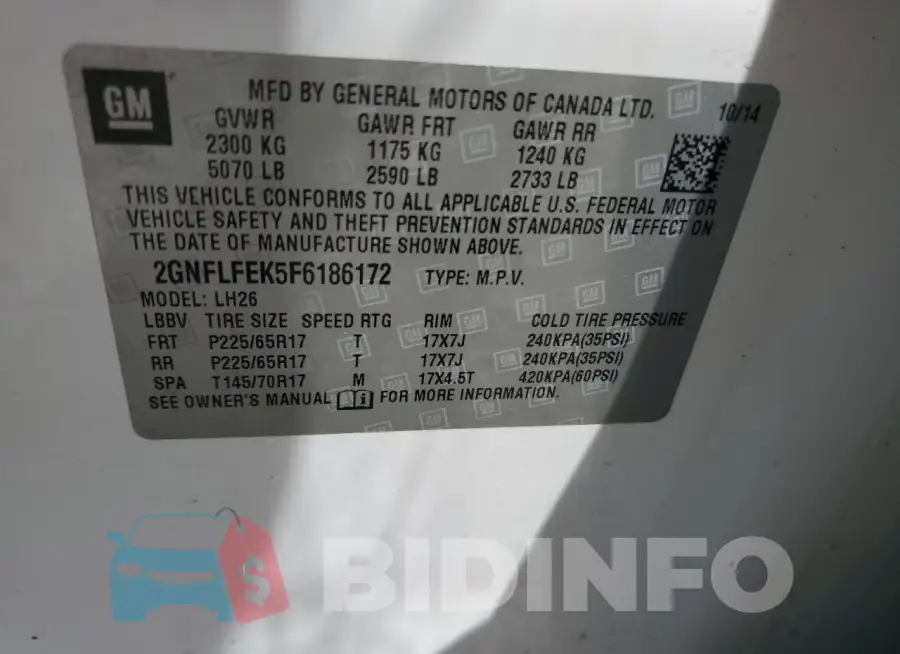 2GNFLFEK5F6186172 Photo# 13