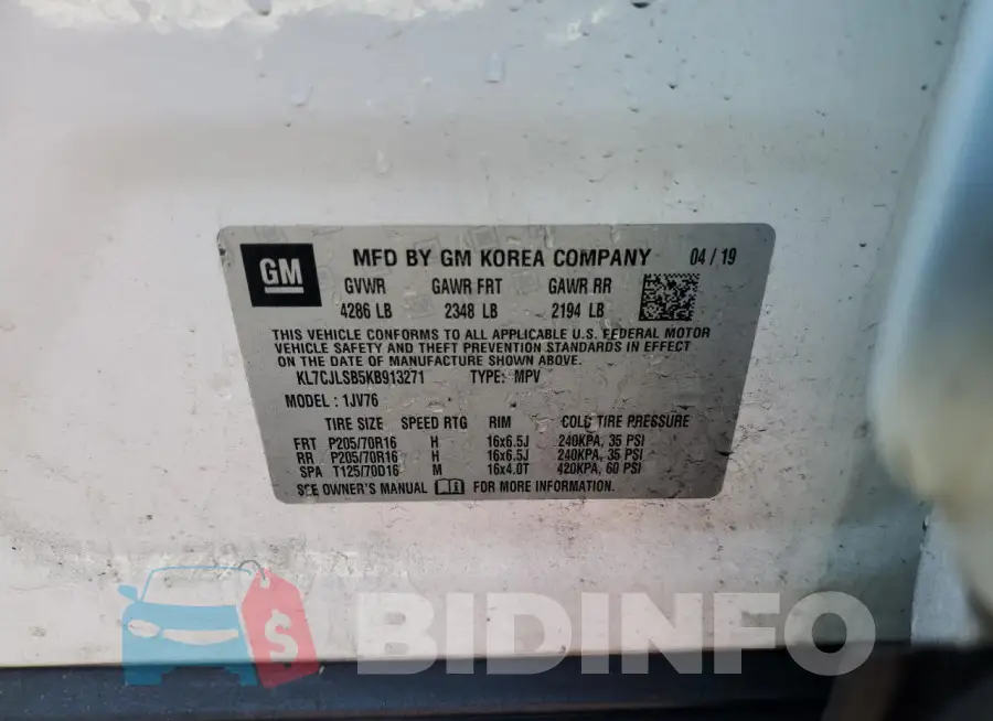 KL7CJLSB5KB913271 Photo# 12