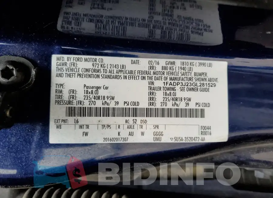1FADP3J23GL281529 Photo# 12