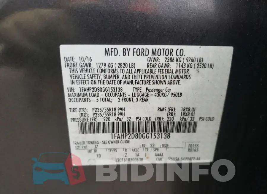 1FAHP2D80GG153138 Photo# 13