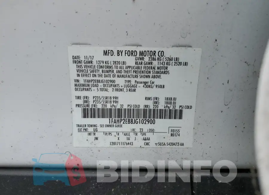 1FAHP2E88JG102900 Photo# 12
