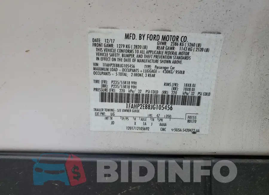 1FAHP2E88JG105456 Photo# 12