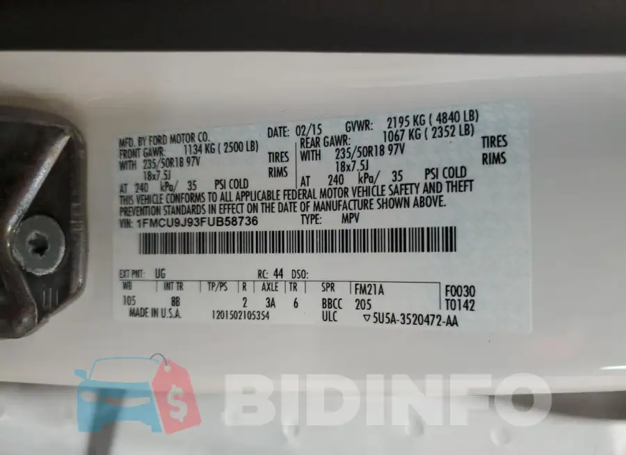 1FMCU9J93FUB58736 Photo# 13