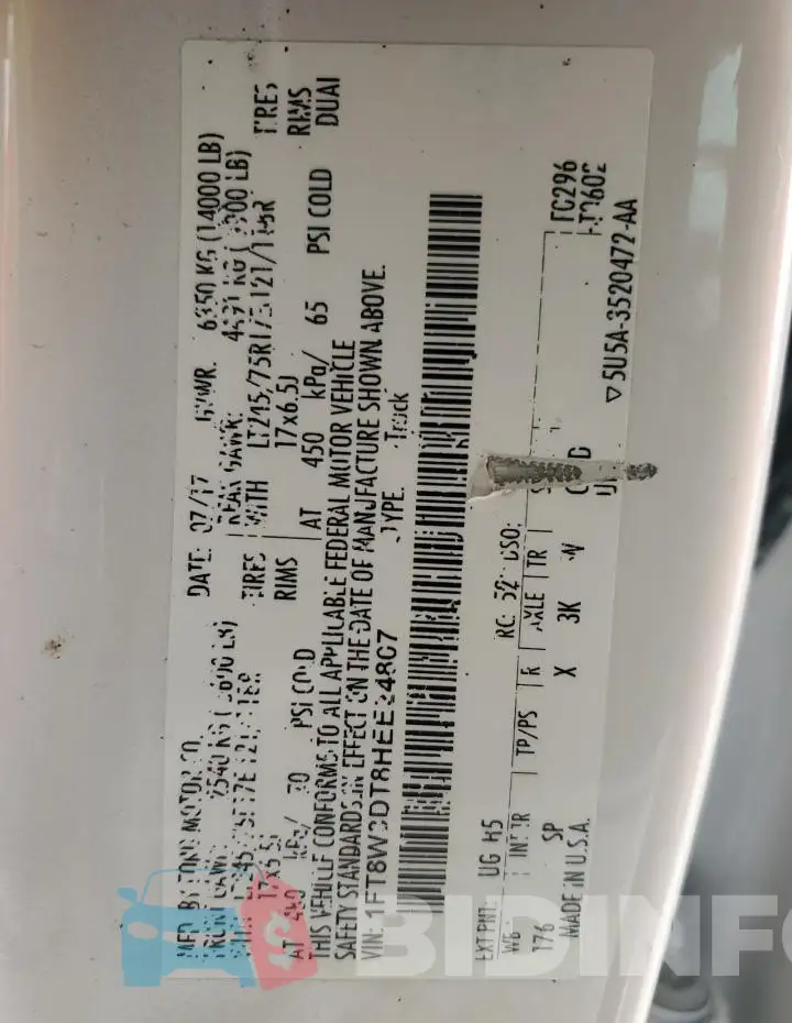 1FT8W3DT8HEE24807 Photo# 12