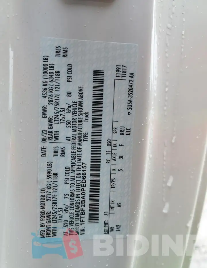 1FTBF2BA0PED66157 Photo# 12