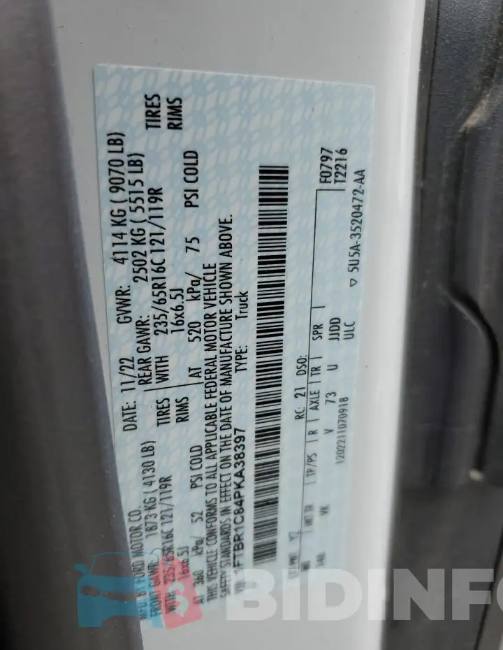 1FTBR1C84PKA38397 Photo# 12