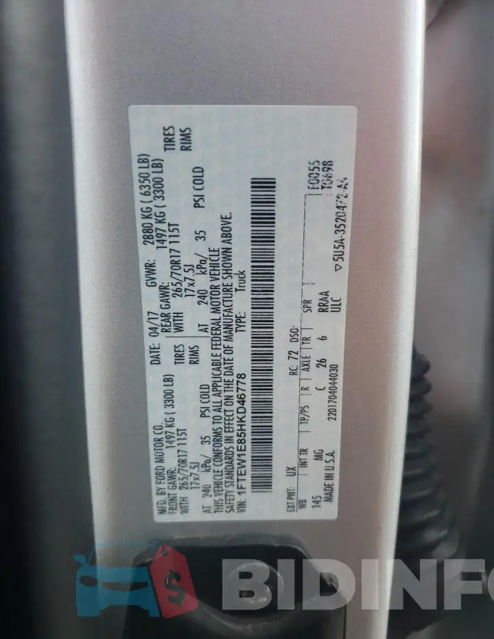 1FTEW1E85HKD46778 Photo# 12